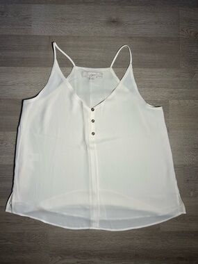 LOFT White Button-Front Spaghetti Strap Cami